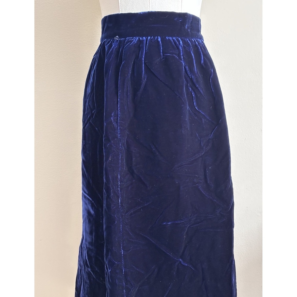 Vintage Y2K Cobalt Blue Whimsigoth Velvet Skirt Size 4 Small 80s 90s Boho - Picture 2 of 7